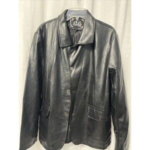 EGA Emporio Collection Italian Men's Black Faux Leather Jacket Size L NWT